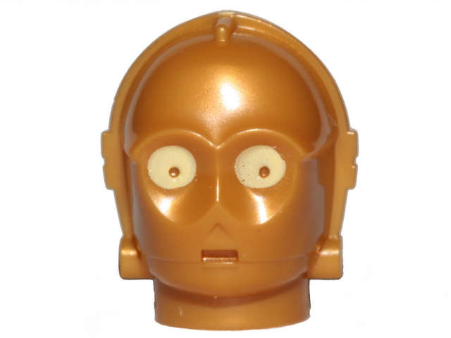 Lego (U) ~ Minifigure Head Modified SW 3PO / TC Series Protocol Droid with Bright Li ~ [Pearl Gold]