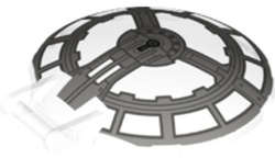 Lego (U) ~ Dish 6 x 6 Inverted with Bar Handle with SW Resistance Bomber Cockpit Pa ~ [Trans-Clear]