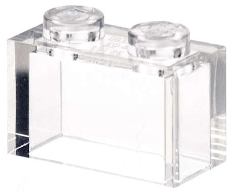 Lego (N) ~ Brick 1 x 2 without Bottom Tube ~ [Trans-Clear]