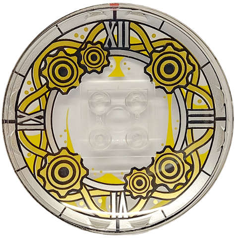 Lego (N) ~ Dish 6 x 6 Inverted (Radar) - Solid Studs with Clock Face with Silver Rom ~ [Trans-Clear]