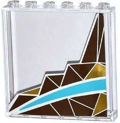 Lego (U) ~ Panel 1 x 6 x 5 with Silver and Gold Triangle Mosaic and White and Mediu ~ [Trans-Clear]