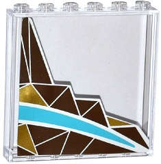 Lego (U) ~ Panel 1 x 6 x 5 with Silver and Gold Triangle Mosaic and White and Mediu ~ [Trans-Clear]