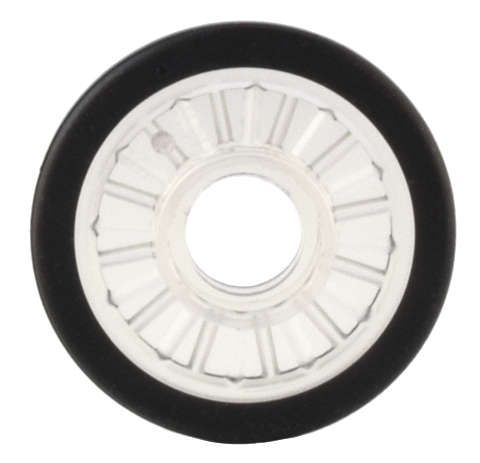 Lego (N) ~ Wheel Wheelchair with Technic Pin Hole with Molded Black Hard Rubber Tire ~ [Trans-Clear]
