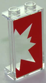Lego (U) ~ Panel 1 x 2 x 3 with Side Supports - Hollow Studs with Red Starburst Exp ~ [Trans-Clear]