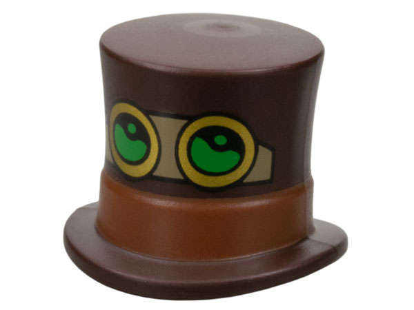 Lego (N) ~ Minifigure Headgear Hat Top Hat Large with Molded Reddish Brown Band and P ~ [Dark Brown]