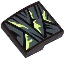 Lego (U) ~ Slope Curved 2 x 2 x 2/3 with Dark Bluish Gray Wrappings with Yellowish G ~ [Dark Brown]
