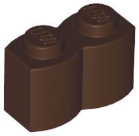 Lego (N) ~ Brick Modified 1 x 2 with Log Profile ~ [Dark Brown]