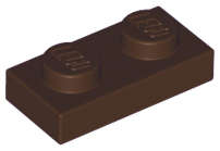 Lego (N) ~ Plate 1 x 2 ~ [Dark Brown]