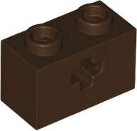 Lego (N) ~ Technic Brick 1 x 2 with Axle Hole ~ [Dark Brown]
