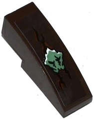 Lego (U) ~ Slope Curved 3 x 1 with Crack and Ninjago Earth Power Emblem Pattern (Sti ~ [Dark Brown]