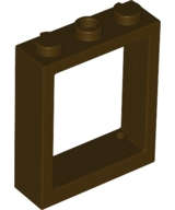 Lego (N) ~ Window 1 x 3 x 3 Flat Front ~ [Dark Brown]