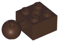 Lego (N) ~ Technic Brick Modified 2 x 2 with Ball Joint and Axle Hole with 6 Holes in ~ [Dark Brown]