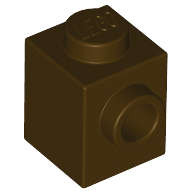 Lego (N) ~ Brick Modified 1 x 1 with Stud on Side ~ [Dark Brown]