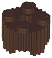 Lego (N) ~ Brick Round 2 x 2 with Axle Hole and Grille / Fluted Profile ~ [Dark Brown]