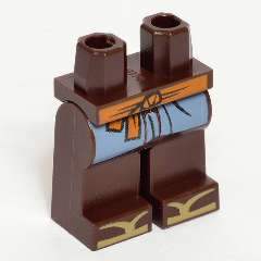 Lego (N) ~ Hips and Legs with Medium Nougat Sash Sand Blue Coattails and Dark Tan Zor ~ [Dark Brown]