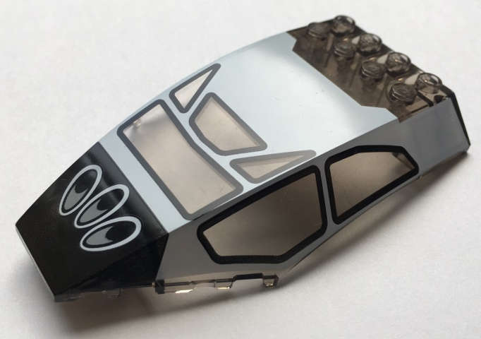 Lego (N) ~ Windscreen 10 x 6 x 2 Curved with White Frame and Air Intake Pattern ~ [Trans-Brown]