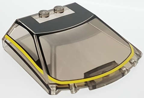 Lego (N) ~ Windscreen 6 x 6 x 1 1/3 Straight Sides with Black Roof with Yellow Strip ~ [Trans-Brown]