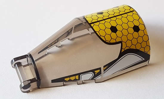 Lego (N) ~ Windscreen 6 x 4 x 2 Round with Bar Handle with Yellow Honeycomb with Bla ~ [Trans-Brown]