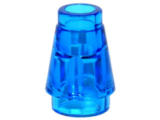 Lego (N) ~ Cone 1 x 1 with Top Groove ~ [Trans-Dark Blue]