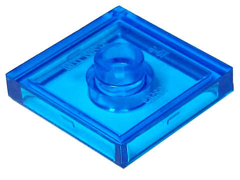 Lego (N) ~ Plate Modified 2 x 2 with Groove and 1 Stud in Center (Jumper) ~ [Trans-Dark Blue]