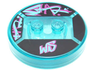 Lego (U) ~ Dimensions Toy Tag 4 x 4 x 2/3 with 2 Studs and Trans-Light Blue Bo ~ [Trans-Light Blue]