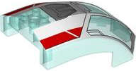Lego (N) ~ Windscreen 10 x 6 x 4 Curved with SW The Crimson Firehawk Red and Wh ~ [Trans-Light Blue]