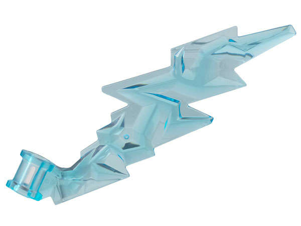 Lego (N) ~ Wave Angular Single with Axle Hole End (Lightning Bolt) ~ [Trans-Light Blue]
