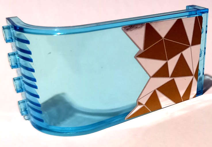 Lego (U) ~ Panel 3 x 4 x 6 Curved Top with Silver and Gold Triangles Mosaic Pa ~ [Trans-Light Blue]