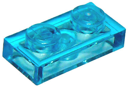 Lego (N) ~ Plate 1 x 2 ~ [Trans-Light Blue]