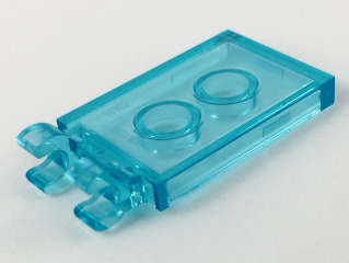 Lego (N) ~ Tile Modified 2 x 3 with 2 Open O Clips ~ [Trans-Light Blue]