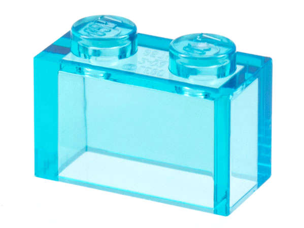 Lego NEW - Brick 1 x 2 without Bottom Tube~ [Trans-Light Blue]