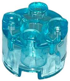 Lego (N) ~ Brick Round 2 x 2 with Axle Hole ~ [Trans-Light Blue]