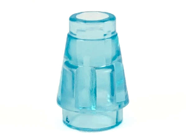 Lego (N) ~ Cone 1 x 1 with Top Groove ~ [Trans-Light Blue]