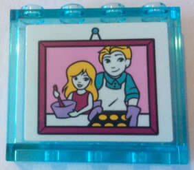 Lego (U) ~ Panel 1 x 4 x 3 with Side Supports Hollow Studs with Picture of Chi ~ [Trans-Light Blue]