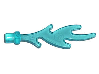 Lego (N) ~ Wave Rounded Straight with Bar End (Castle Dragon Flame / Seaweed /  ~ [Trans-Light Blue]