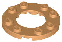 Lego (N) ~ Plate Round 4 x 4 with 2 x 2 Round Open Center ~ [Medium Nougat]