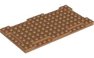 Lego (N) ~ Brick Modified 8 x 16 x 2/3 with 1 x 4 Indentations ~ [Medium Nougat]