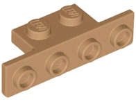 Lego (N) ~ Bracket 1 x 2 - 1 x 4 with Rounded Corners at the Bottom ~ [Medium Nougat]
