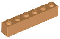 Lego (N) ~ Brick 1 x 6 ~ [Medium Nougat]
