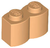 Lego Used - Brick Modified 1 x 2 with Log Profile~ [Medium Nougat]