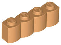 Lego (N) ~ Brick Modified 1 x 4 with Log Profile ~ [Medium Nougat]