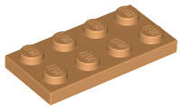 Lego (N) ~ Plate 2 x 4 ~ [Medium Nougat]