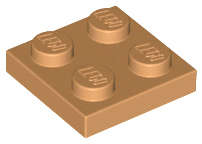 Lego (U) ~ Plate 2 x 2 ~ [Medium Nougat]