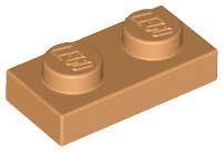 Lego (N) ~ Plate 1 x 2 ~ [Medium Nougat]