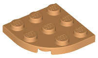 Lego (N) ~ Plate Round Corner 3 x 3 ~ [Medium Nougat]