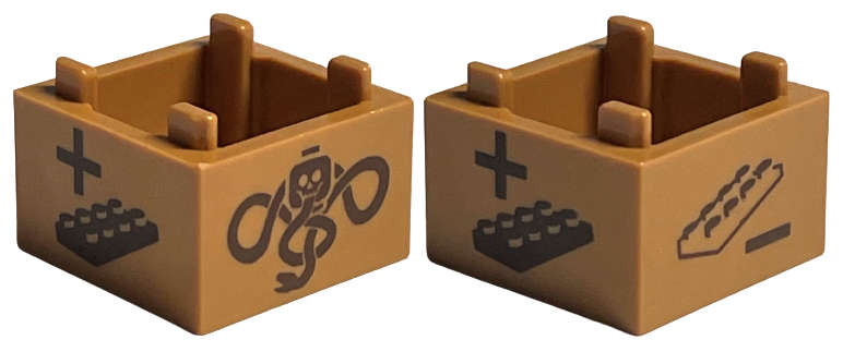 Lego (N) ~ Container Box 2 x 2 x 1 - Top Opening with Flat Inner Bottom with HP Ga ~ [Medium Nougat]