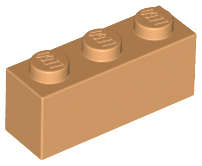 Lego (N) ~ Brick 1 x 3 ~ [Medium Nougat]