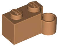 Lego (N) ~ Hinge Brick 1 x 4 Swivel Base ~ [Medium Nougat]