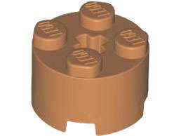 Lego (N) ~ Brick Round 2 x 2 with Axle Hole ~ [Medium Nougat]