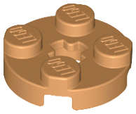 Lego (N) ~ Plate Round 2 x 2 with Axle Hole ~ [Medium Nougat]